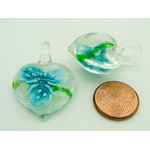 Pend-330-1 pendentif coeur fleur bleue verre