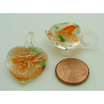 Pend-330-3 pendentif coeur fleur orange verre