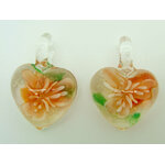 Pend-330-3 pendentif coeur fleur orange