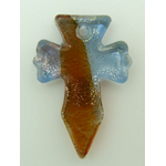 Pend-345-1 pendentif croix bleu fonce verre lampwork