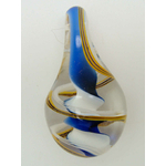 Pend-354-2  pendentif goute bleu blanc verre lampwork