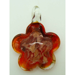 Pend-357-4 pendentif petite fleur rouge dore verre lampwork