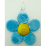Pend-359-2 pendentif fleur 5 petales bleu verre lampwork