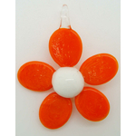 Pend-359-3 pendentif fleur 5 petales orange verre lampwork