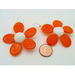 Pend-359-3 pendentif fleur 5 petales orange verre