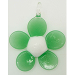 Pend-359-5 pendentif fleur 5 petales vert verre lampwork