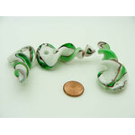 Pend-368-1 pendentif verre lampwork vrille blanc