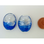 PV31 perle ovale 21mm bleu fonce volute blanc verre