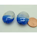 PV31 perle ovale 21mm bleu fonce volute blanc