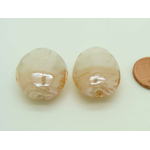 PV39 perle ovale beige volute blanc verre