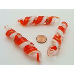 Pend-370-2 pendentif verre lampwork spirale blanc rouge