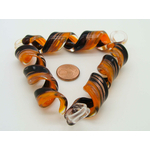 Pend-370-5 pendentif verre lampwork spirale noir orange