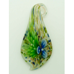 Pend-374-1 pendentif goutte fleur bleu lampwork
