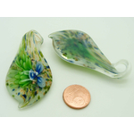 Pend-374-1 pendentif goutte fleur bleu verre