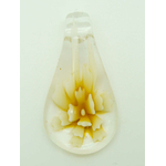 Pend-378-3 pendentif transparent fleur jaune lampwork