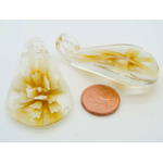 Pend-378-3 pendentif transparent fleur jaune verre