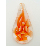 Pend-378-3 pendentif transparent fleur orange lampwork