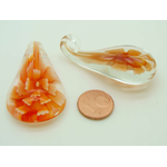 Pend-378-3 pendentif transparent fleur orange verre