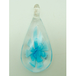 Pend-380-1 pendentif transparent fleur bleu lampwork