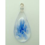 Pend-380-2 pendentif transparent fleur bleu fonce lampwork