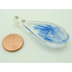 Pend-380-2 pendentif transparent fleur bleu fonce verre