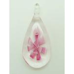 Pend-380-3 pendentif transparent fleur rose lampwork