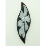 Pend-381-1 pendentif noir fleur blanche lampwork
