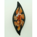 Pend-381-4 pendentif noir fleur orange lampwork