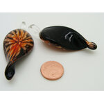 Pend-382-4 pendentif fleur orange twist verre