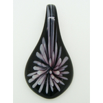 Pend-383-3 pendentif noir fleur violet lampwork