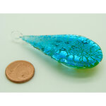 Pend-385-1 pendentif goutte bleu jaune verre