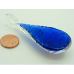 Pend-385-2 pendentif goutte bleu fonce mauve verre