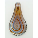 Pend-386-3 pendentif goutte marron spirale verre lampwork