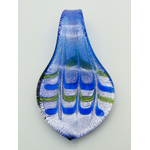 Pend-388 pendentif goutte volutes bleues verre lampwork