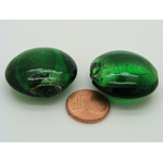 perle galet 28mm vert emeraude verre