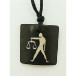 Pend-bois-balance pendentif collier bois zodiaque