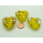 perle verre coeur 35mm jaune