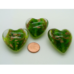 perle verre coeur 35mm vert