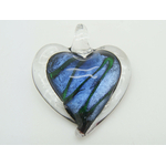 Pend-105-4 pendentif coeur bleu fonce verre