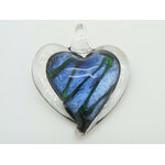Pend-105-4 pendentif coeur bleu fonce verre