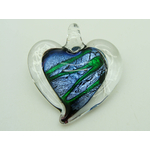 Pend-105-5 pendentif coeur bleu vert verre