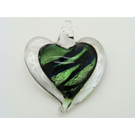 Pend-105-7 pendentif coeur vert verre