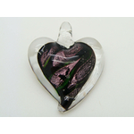 Pend-105-8 pendentif coeur violet vert verre