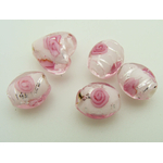 perle rose ovale 10x8 fleur ruban