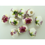 perle porcelaine fleur violette 10x8mm