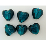 perle coeur 15mm vert bleu