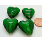 perle coeur 20mm emeraude verre