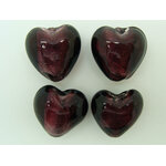 perle coeur 20mm violet fonce