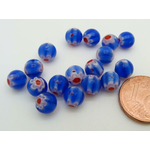 perle millefiori r6 bleu fonce