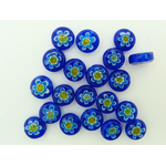 perle millefiori d8 bleu fonce fleur